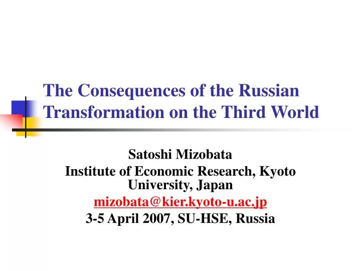the consequences of the russian transformation on the third world