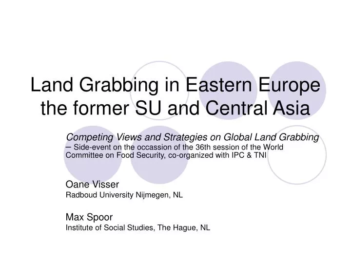 land grabbing in eastern europe the former su and central asia