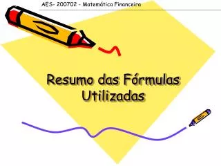 resumo das f rmulas utilizadas