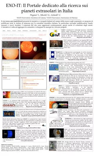 EXO-IT: Il Portale dedicato alla ricerca sui pianeti extrasolari in Italia