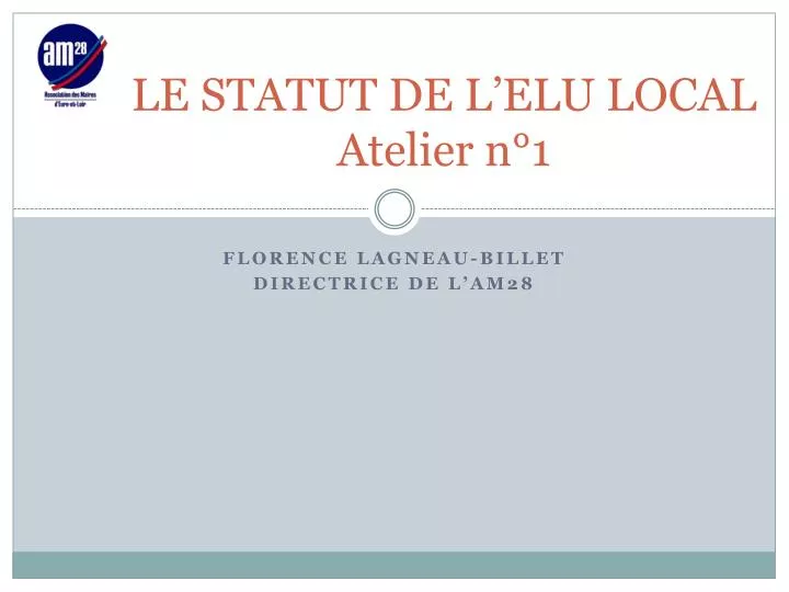 le statut de l elu local atelier n 1