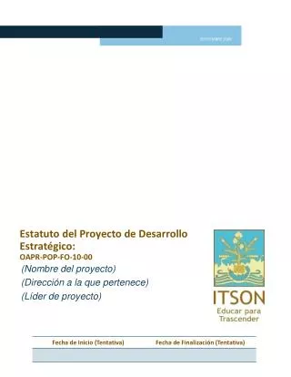 estatuto del proyecto de desarrollo estrat gico oapr pop fo 10 00