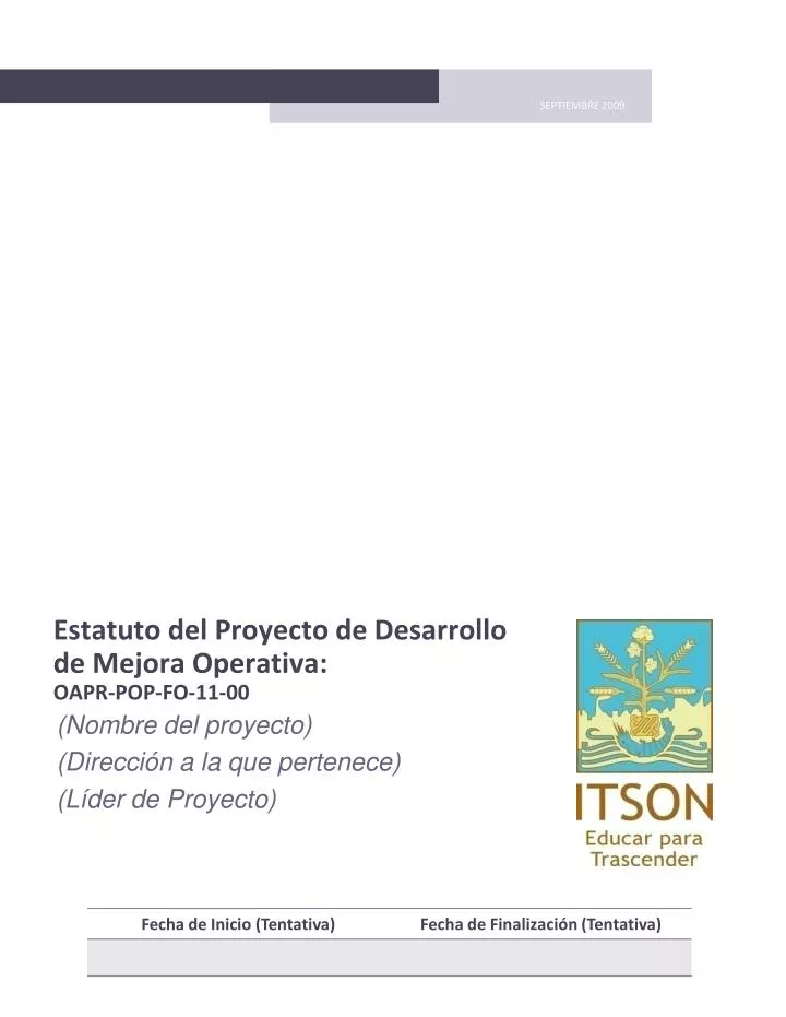 estatuto del proyecto de desarrollo de mejora operativa oapr pop fo 11 00