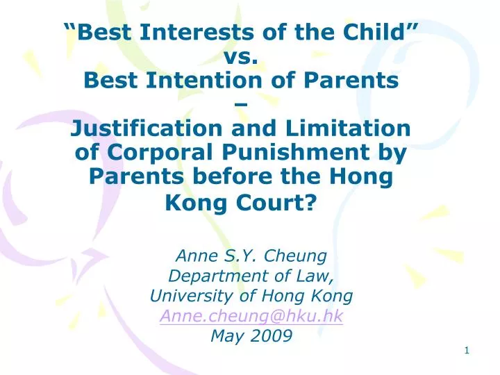 anne s y cheung department of law university of hong kong anne cheung@hku hk may 2009
