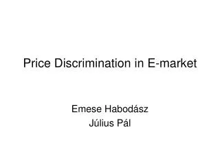 Price Discrimination in E-market