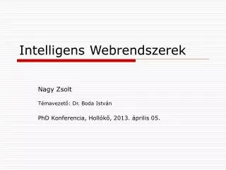 intelligens webrendszerek