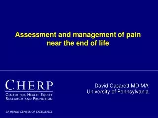 Assessment and management of pain near the end of life