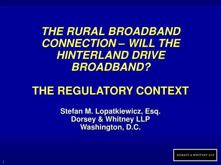 the rural broadband connection will the hinterland drive broadband the regulatory context