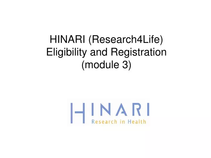 hinari research4life eligibility and registration module 3