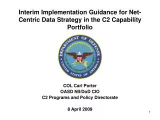 Interim Implementation Guidance for Net-Centric Data Strategy in the C2 Capability Portfolio