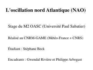 l oscillation nord atlantique nao