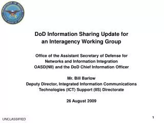 DoD Information Sharing Update for an Interagency Working Group