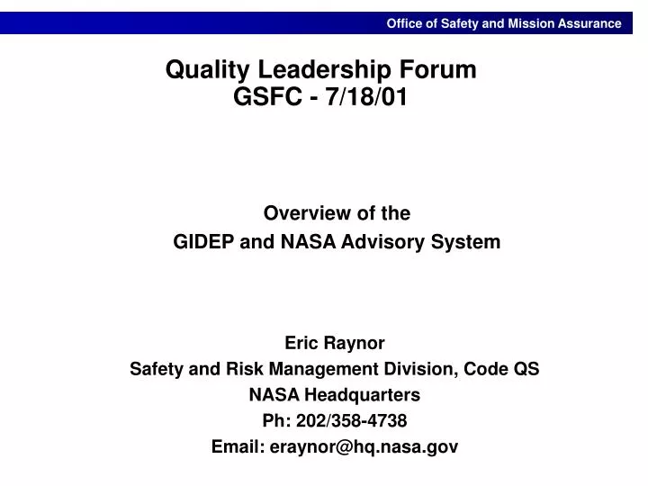 quality leadership forum gsfc 7 18 01