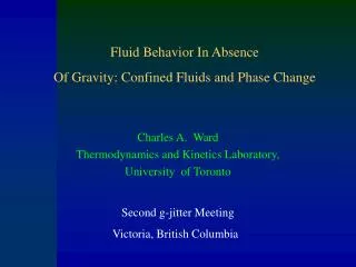Charles A. Ward Thermodynamics and Kinetics Laboratory, University of Toronto