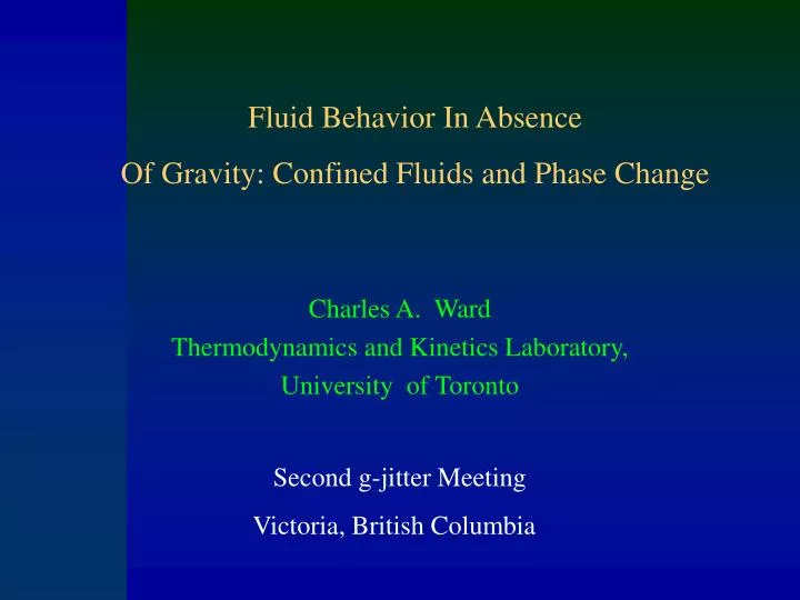 charles a ward thermodynamics and kinetics laboratory university of toronto