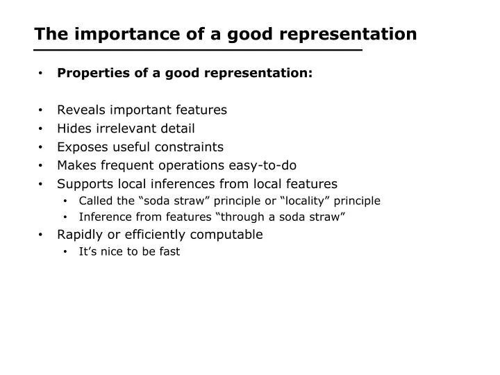 the importance of a good representation