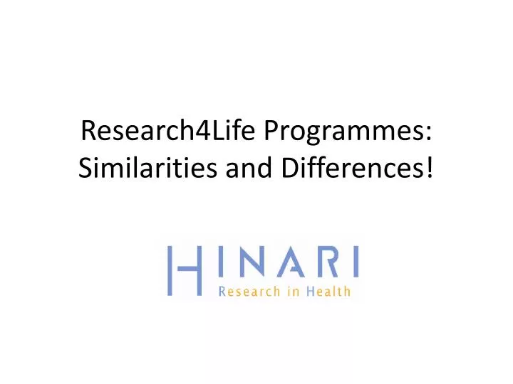 research4life programmes similarities and differences