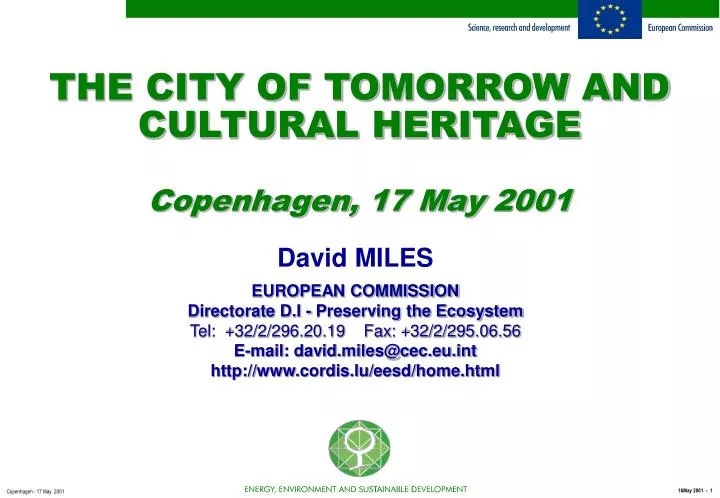 the city of tomorrow and cultural heritage copenhagen 17 may 2001
