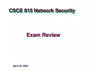 CSCE 815 Network Security