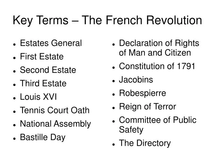 key terms the french revolution