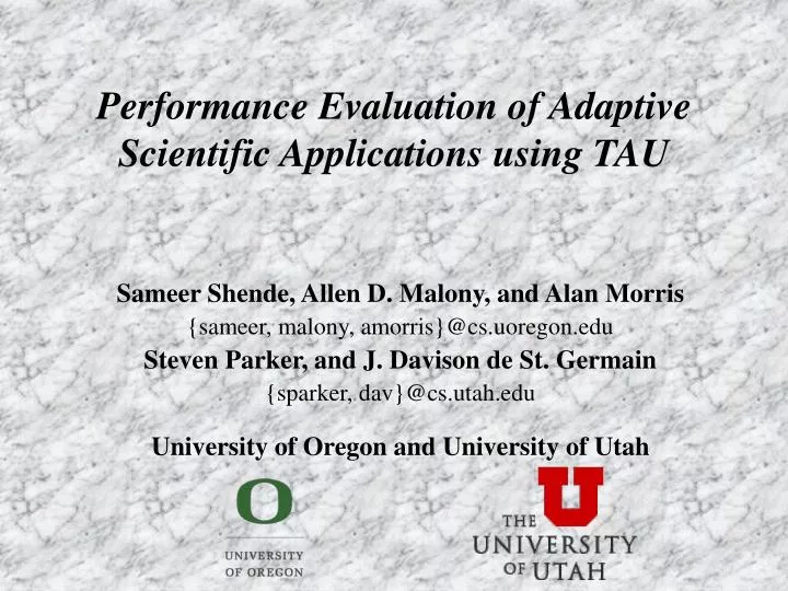 performance evaluation of adaptive scientific applications using tau