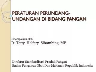 peraturan perundang undangan di bidang pangan