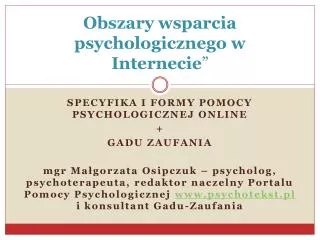 obszary wsparcia psychologicznego w internecie