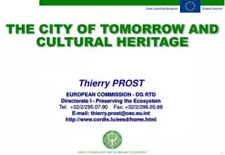 THE CITY OF TOMORROW AND CULTURAL HERITAGE