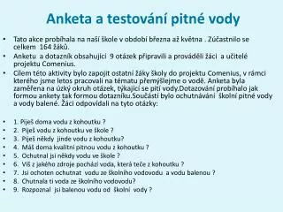 anketa a testov n pitn vody