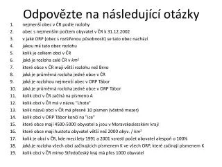 odpov zte na n sleduj c ot zky