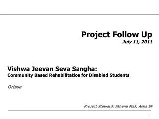 Vishwa Jeevan Seva Sangha: Community Based Rehabilitation for Disabled Students