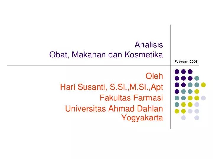 analisis obat makanan dan kosmetika