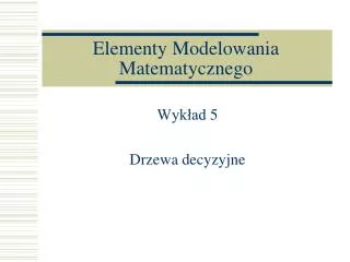 elementy modelowania matematycznego