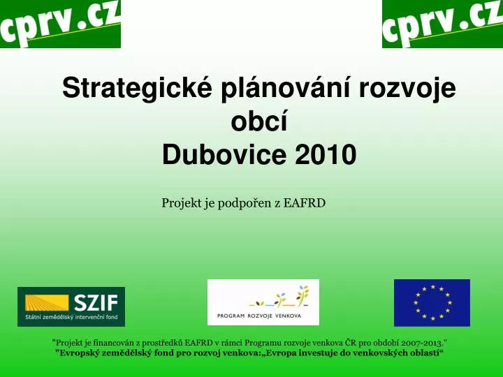 strategick pl nov n rozvoje obc dubovice 2010