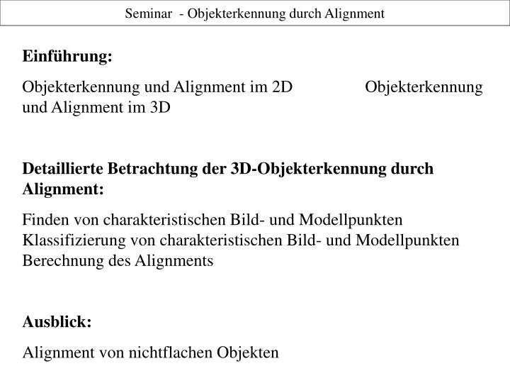 seminar objekterkennung durch alignment