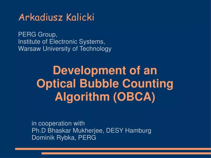 development of an optical bubble counting algorithm obca