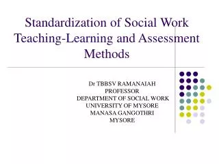 Standardization of Social Work Teaching-Learning and Assessment Methods