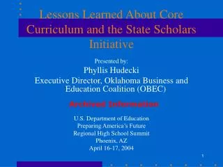 Lessons Learned About Core Curriculum and the State Scholars Initiative