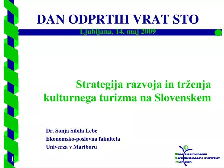 strategija razvoja in tr enja kulturnega turizma na slovenskem