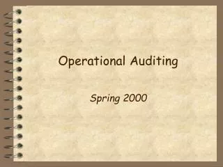 Operational Auditing