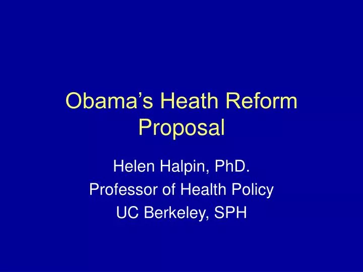 obama s heath reform proposal