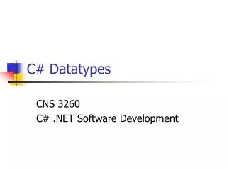 C# Datatypes