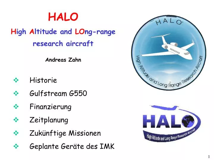 halo h igh a ltitude and lo ng range research aircraft andreas zahn
