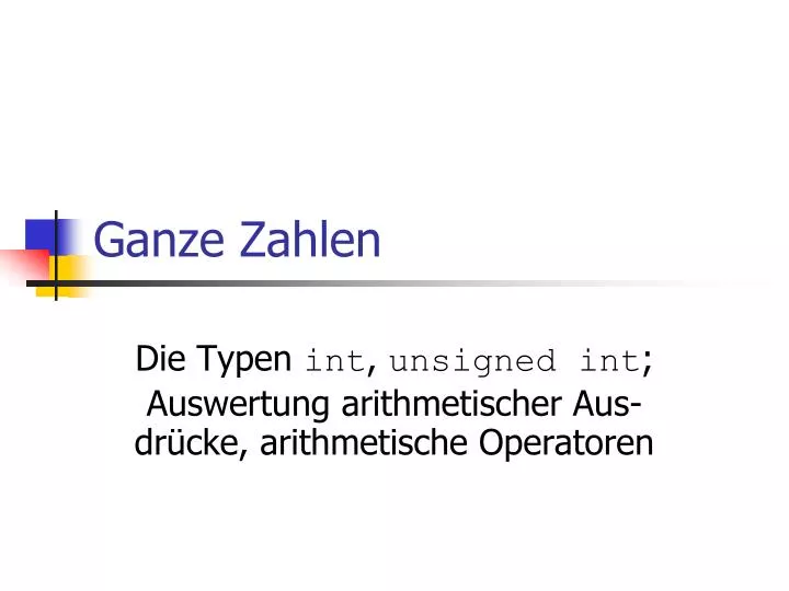 ganze zahlen