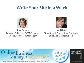 Write Your Site in a Week