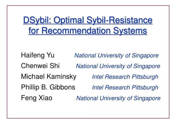 dsybil optimal sybil resistance for recommendation systems