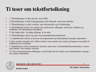 ti teser om tekstfortolkning