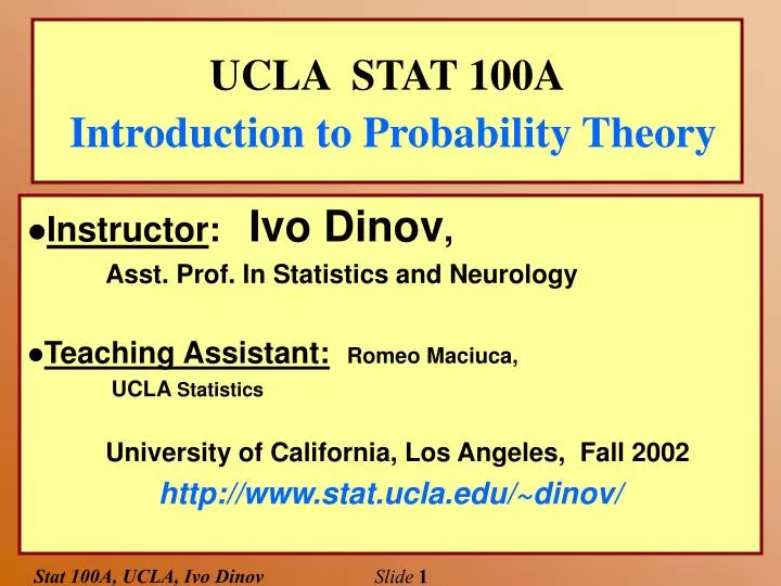 ucla stat 100a introduction to probability theory