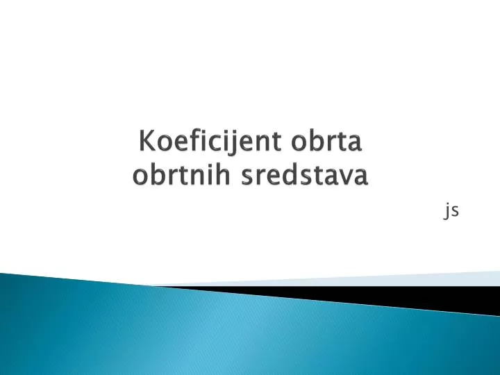 koeficijent obrta obrtnih sredstava