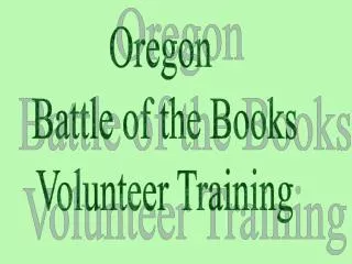 Oregon Battle of the Books Volunteer Training